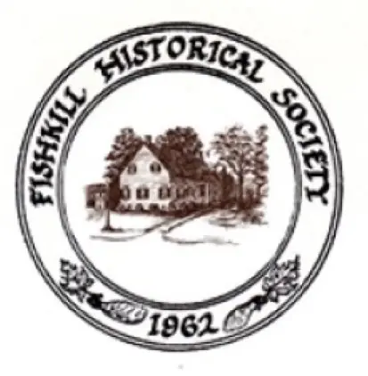 A circular logo with the words fishkill historical society in it.